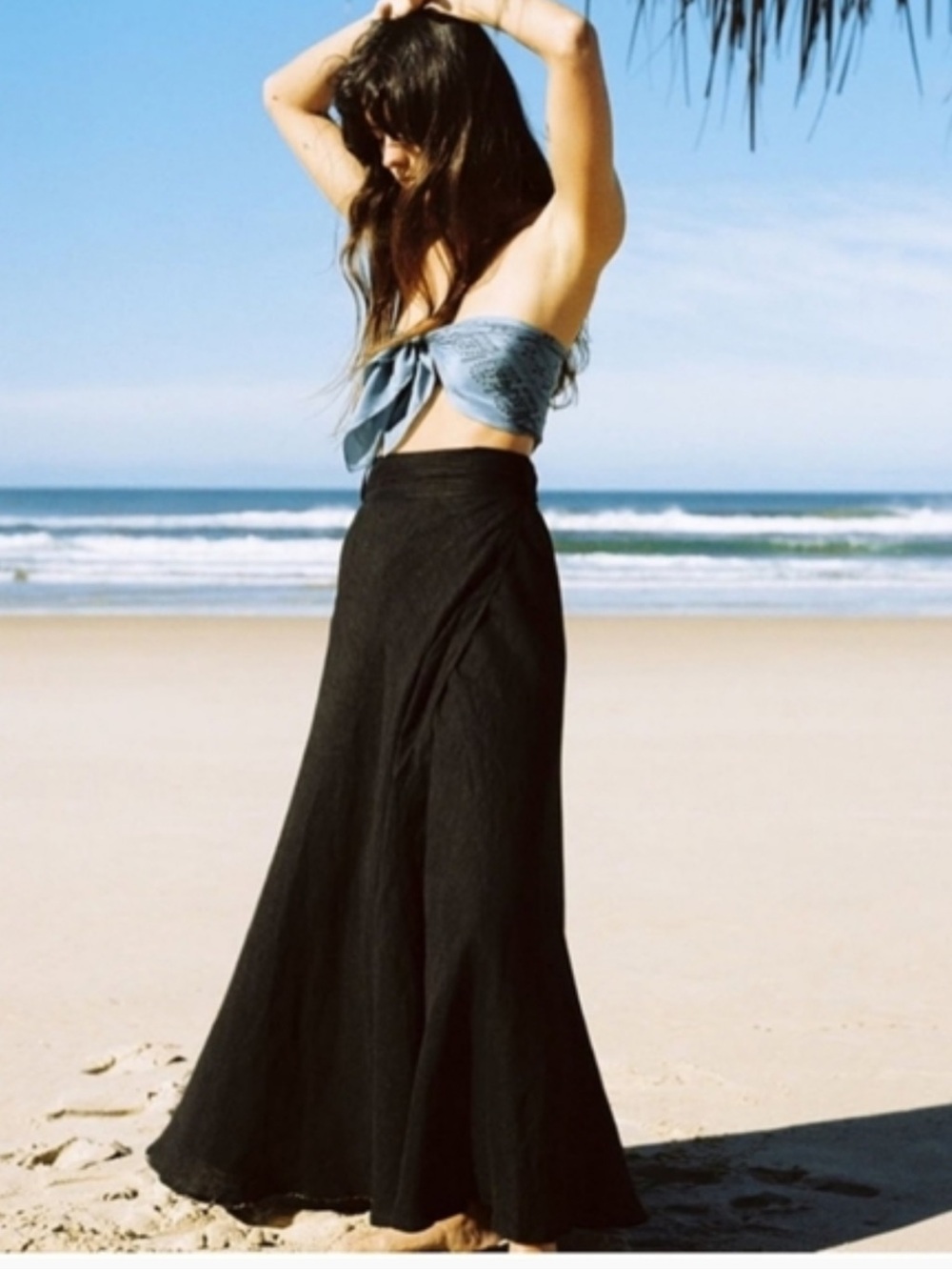 Omza of California wrap linen skirt xs/s black not available on website anymore.
